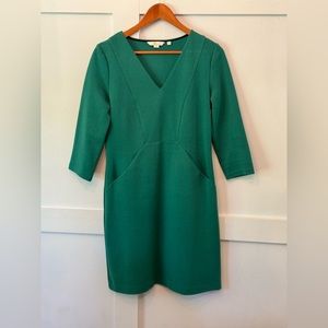 BODEN Trinity Jersey Ribbed 3/4 Slv‎ Pockets Dress in Green Size 6R